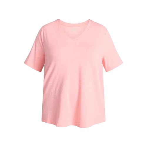 Terra & Sky Women's Plus Size V-Neck Tee with Short Sleeves, Size 0X-5X