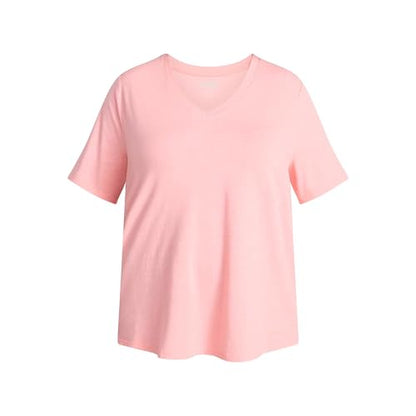 Terra & Sky Women's Plus Size V-Neck Tee with Short Sleeves, Size 0X-5X