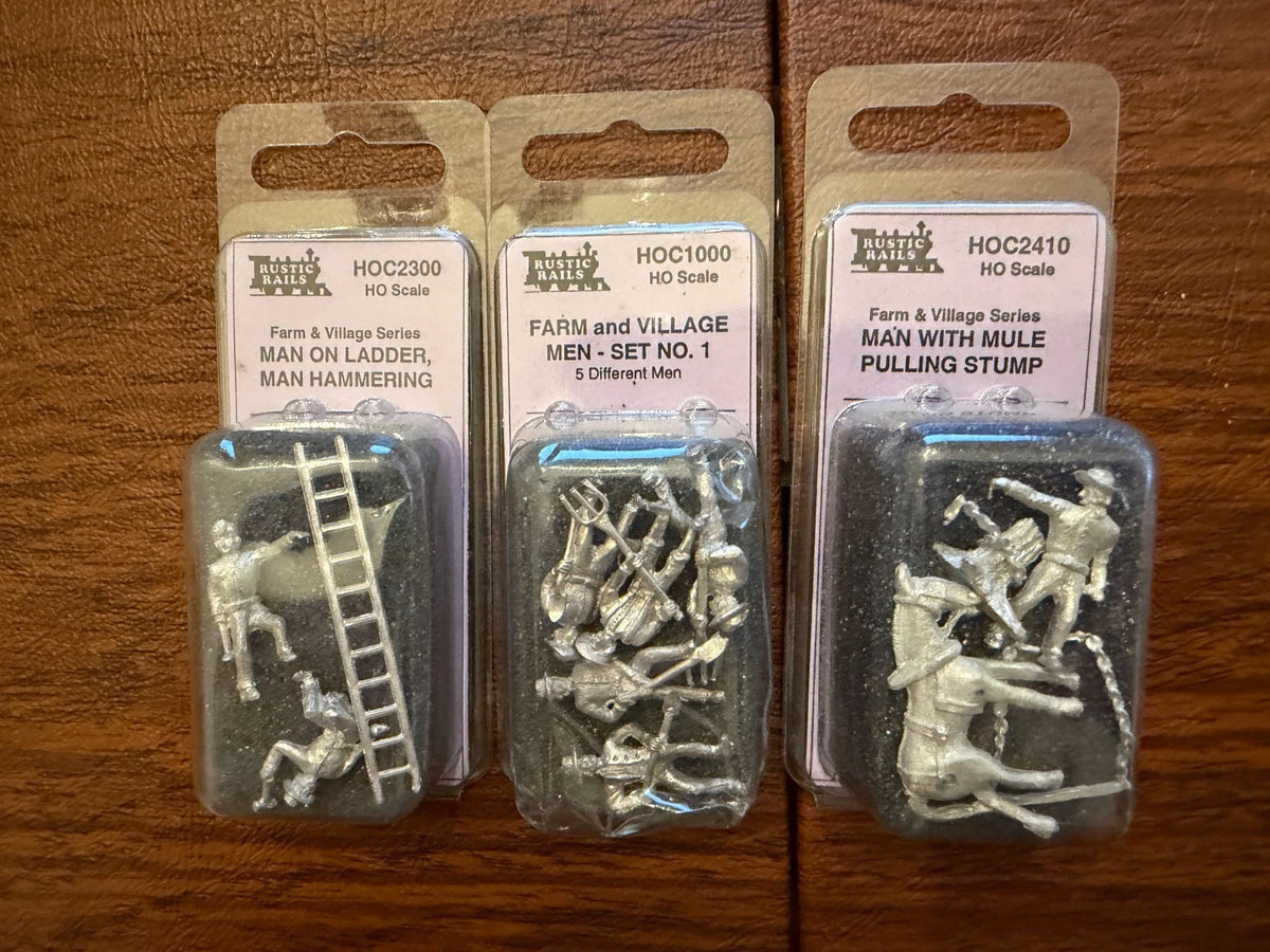 Vintage Rustic Rails HO Scale Lot (5 Packs) Unpainted White Metal Figures BNIB