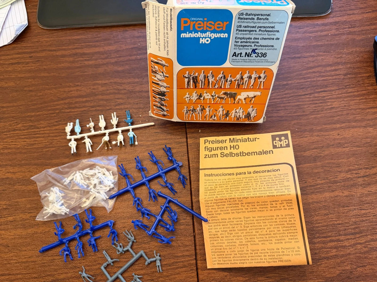 3pc Lot Preiser 16349, 16348, 16336 Unpainted Figures Model Railway HO Scale
