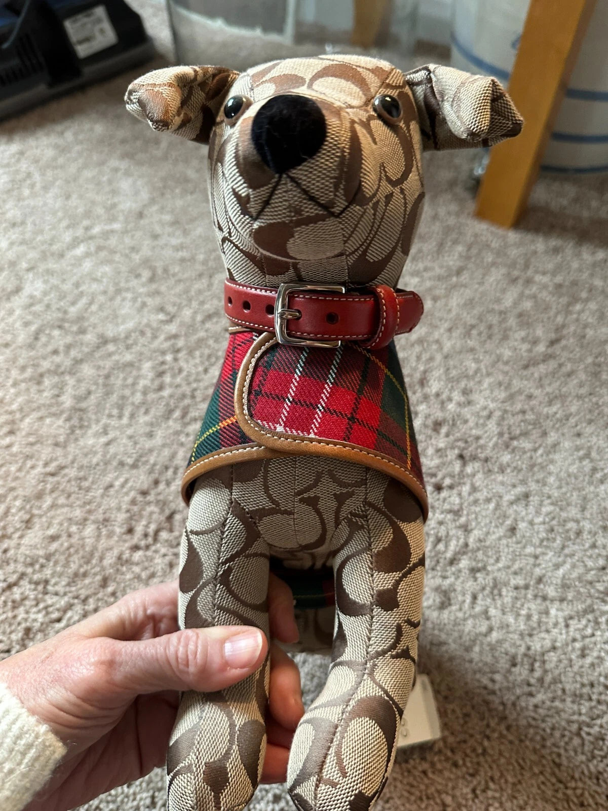 Authentic Coach Signature C Stuffed Toy Dog With Jacket & Collar - NWT