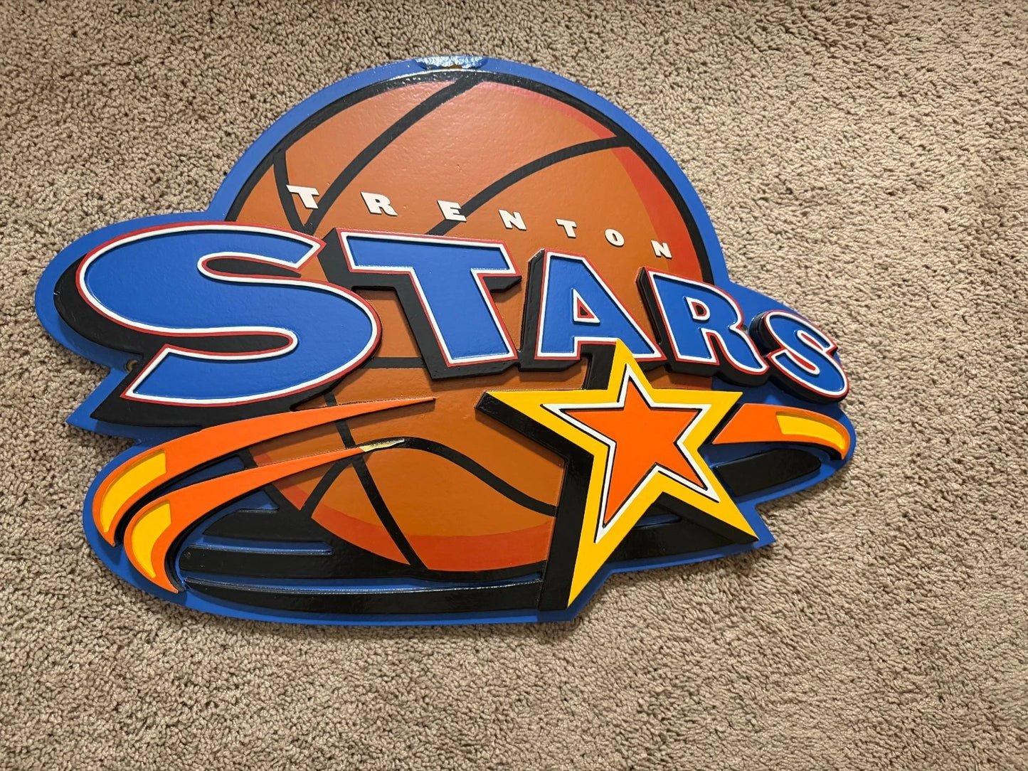 Rare Vintage Trenton Shooting Stars Basketball Arena Logo Sign 1999-2001 NJ IBL