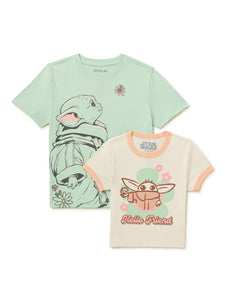Baby Yoda Girls T-Shirt, 2-Pack, Sizes 4-16