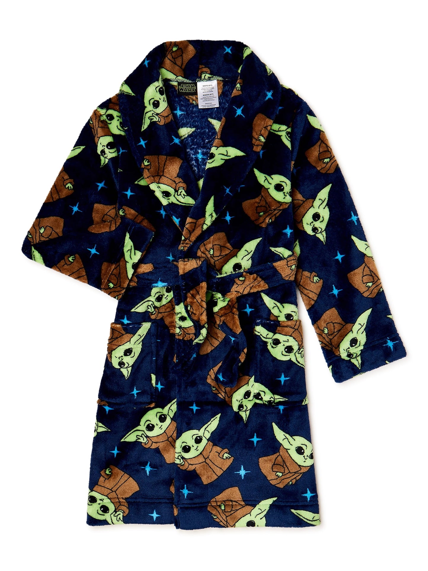Star Wars The Mandalorian Boys Baby Yoda Luxe Plush Pajama Robe, XS