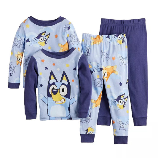 Toddler Boys' 4pc Snug Fit Bluey "Bluey Stars" Pajama Tops & Pajama Bottoms Set - 2T