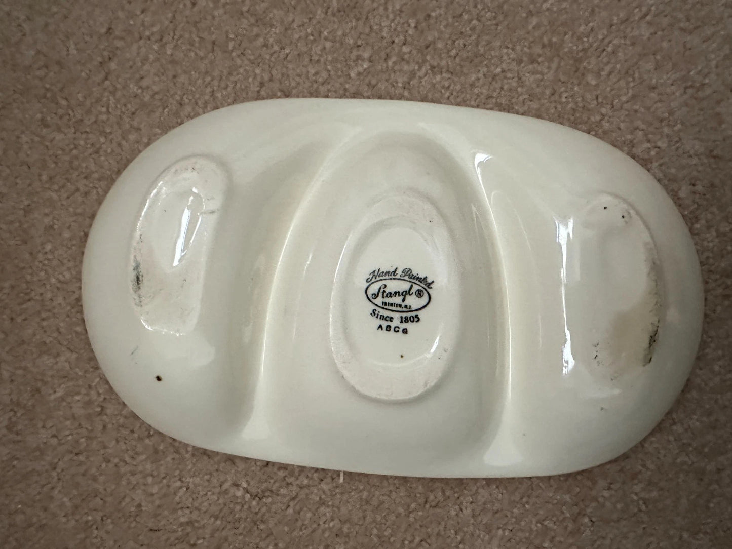 Vintage Stangl Pottery 3 Section Divided Child's Dish ABC Kiddieware Handpainted