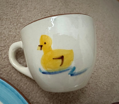 Rare Stangl Little Quackers Duck Set - Cup, Bowl & Plate - All Gone/All Mine