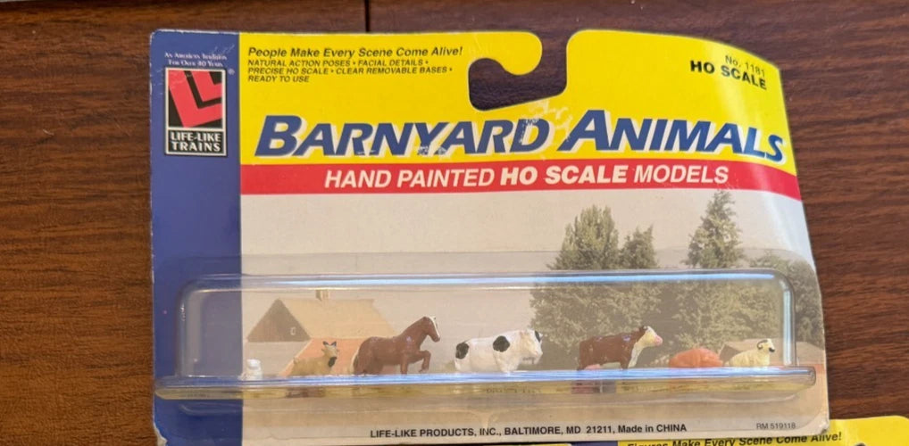 Vtg Life-Like HO Scale Figures LOT Townspeople Farm People Barnyard Animals BNIB
