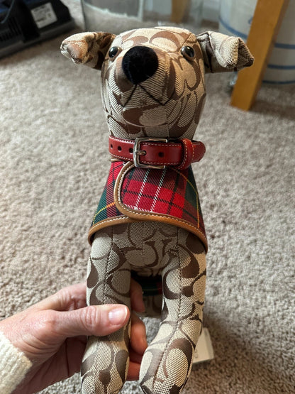Authentic Coach Signature C Stuffed Toy Dog With Jacket & Collar - NWT