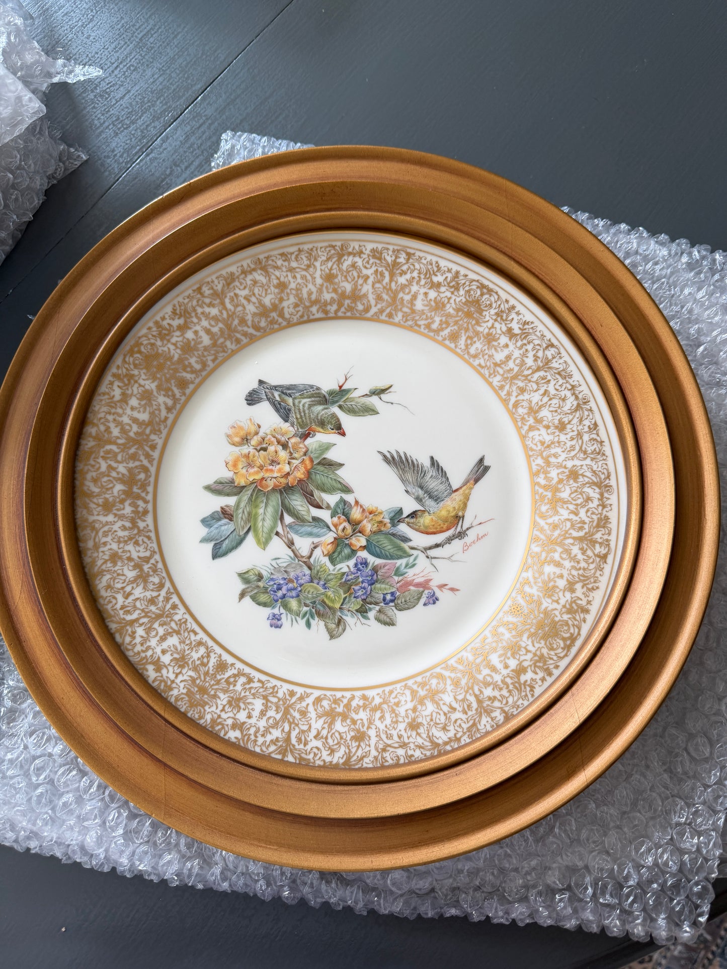 Lenox Annual Limited Edition Boehm Birds Collector Plates (Gold Finch - Framed)