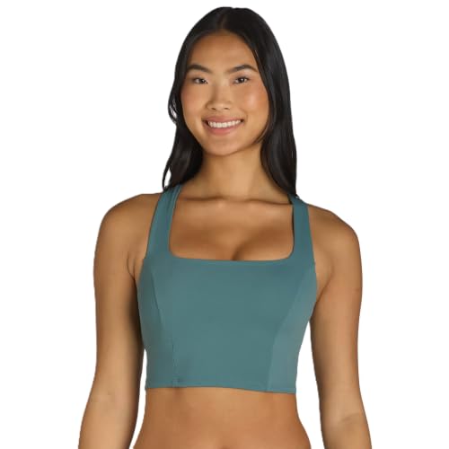 Avia Square Neck Sports Bra for Women, Medium Support, Grayed Teal, XXXL