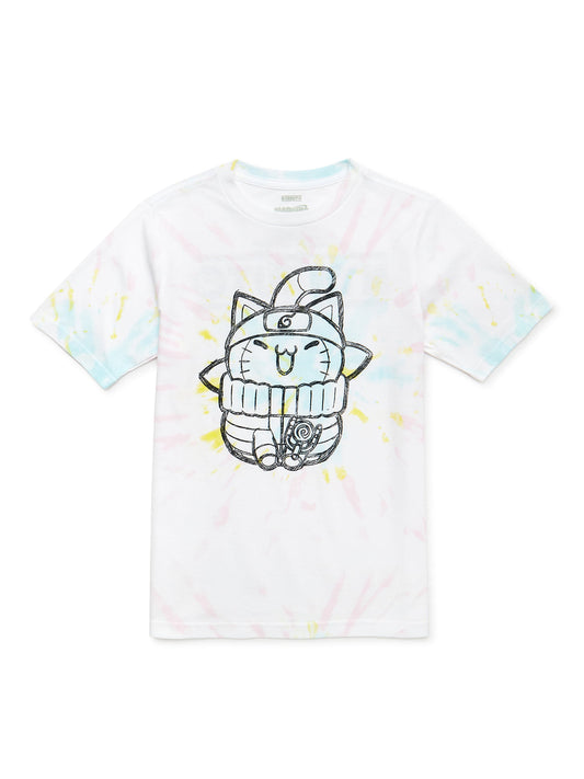 Nyaruto Boys Cat Scratch T-Shirt - White, Med