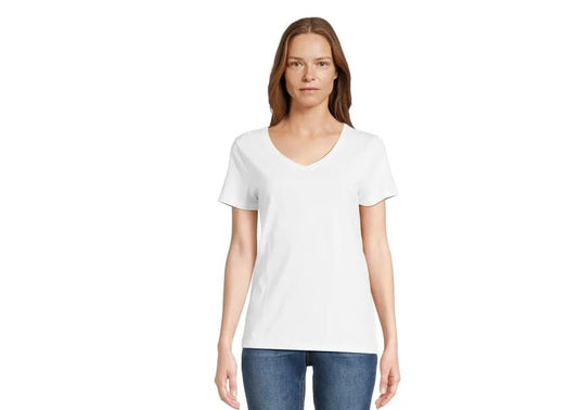 Time and Tru Women's Short Sleeve V-Neck T-Shirt - White, 3XL