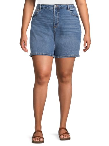 Terra & Sky Women's Bermuda Denim Shorts, 7” Inseam - Medium Wash, 4X