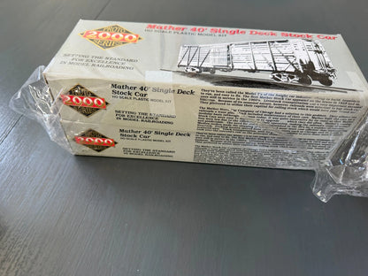 2 Proto 2000 HO Scale Mather 40' Single Deck Stock Car Kits - #1828 & #2023 -NEW