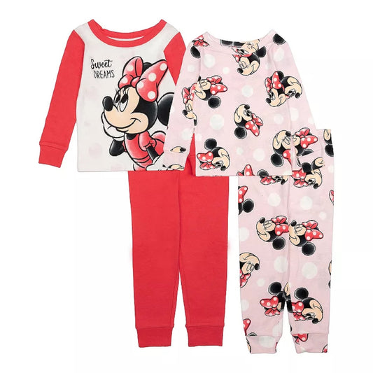 Disney's Minnie Mouse Baby Girls 4-pc. "Minnie More Dots" Pajama Tops & Pajama Bottoms Set, Sizes 12M-24M