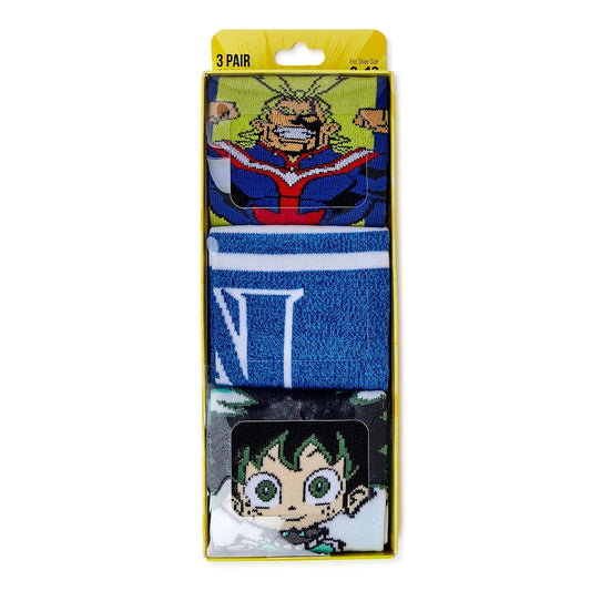 Men's Novelty Character themed Crew Socks, 3-Pack, My Hero Academia
