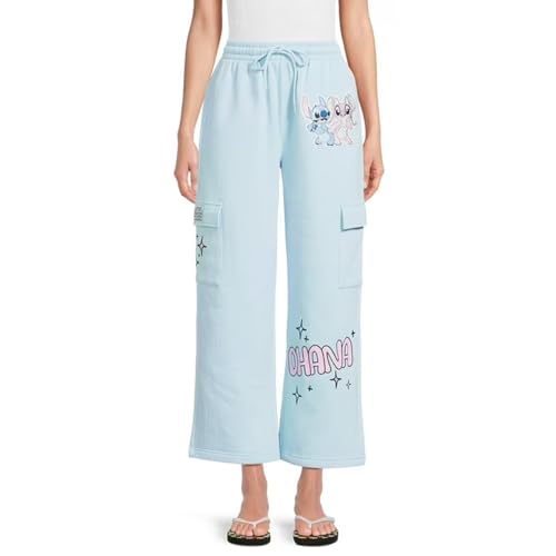 Disney Lilo and Stitch Women's Embroidered Cargo Joggers Pants, Sizes XS-XXL