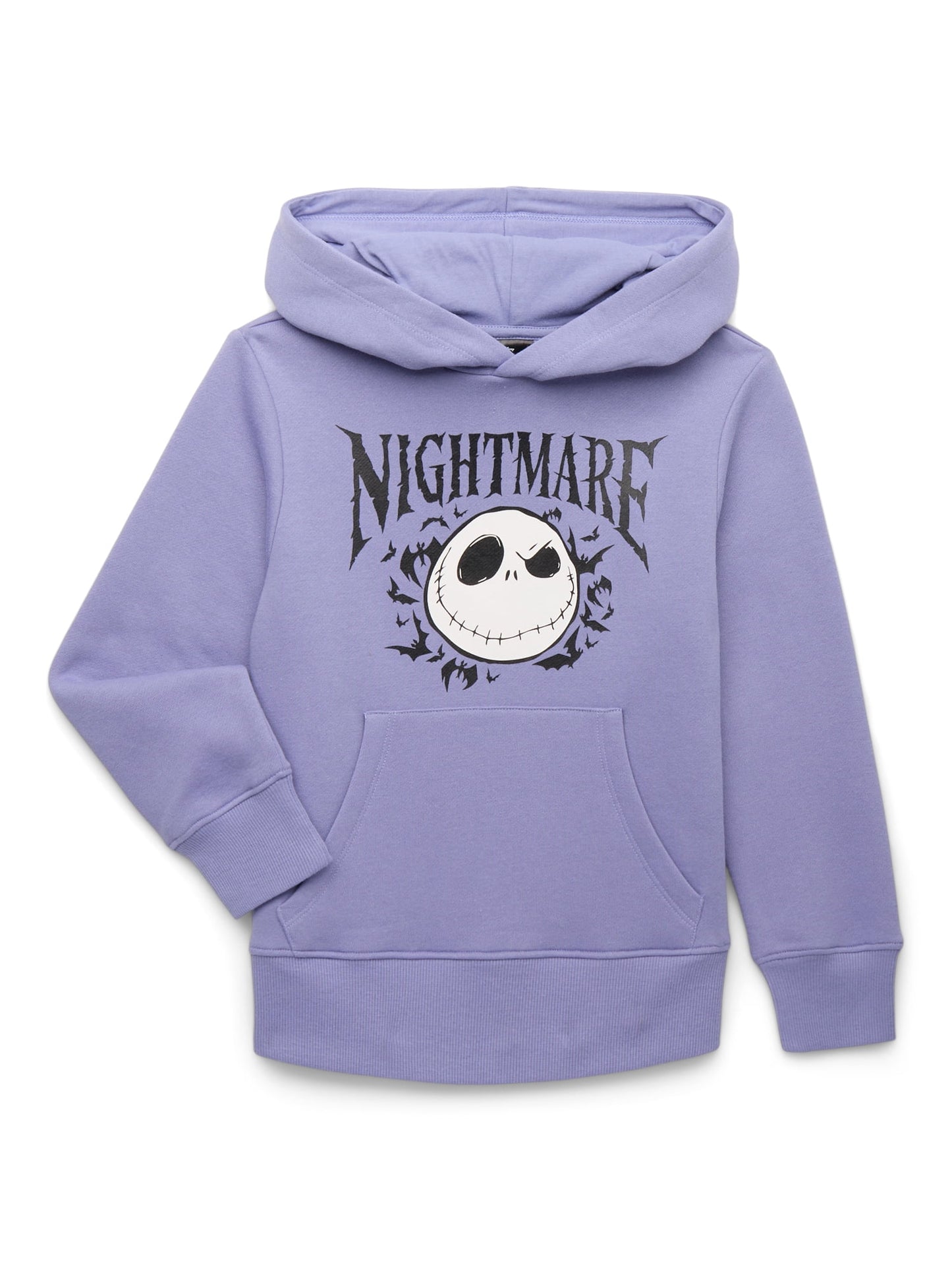 Nightmare Before Christmas Jack Bats, Boys Graphic Print Long Sleeve Hoodie, 6/7