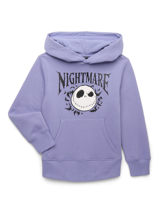 Nightmare Before Christmas Jack Bats, Boys Graphic Print Long Sleeve Hoodie, 6/7