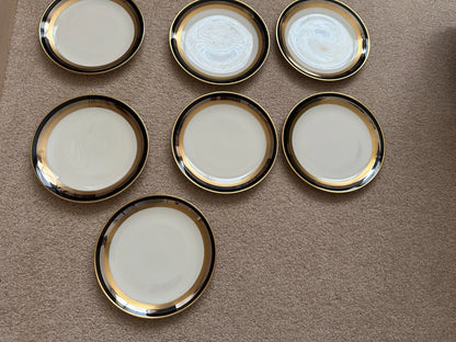 7 Gorham Midnight Contessa Bread Plates - 6 3/8" - Gold, Platinum, Black