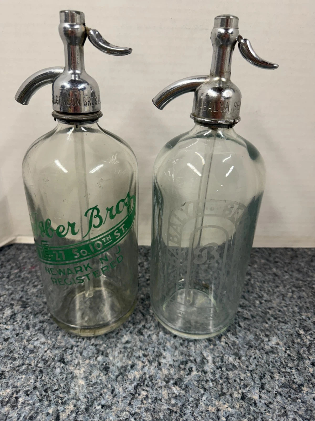 2 Seltzer Bottles - Babalya Beverages and Faber Bros