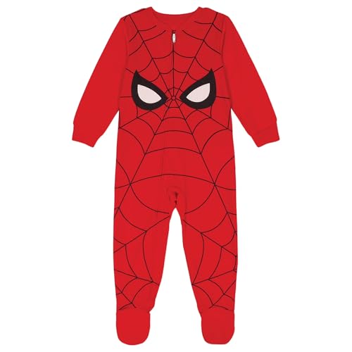 Spider-Man Toddler Unisex One Piece Sleeper Pajamas, Red, 2T