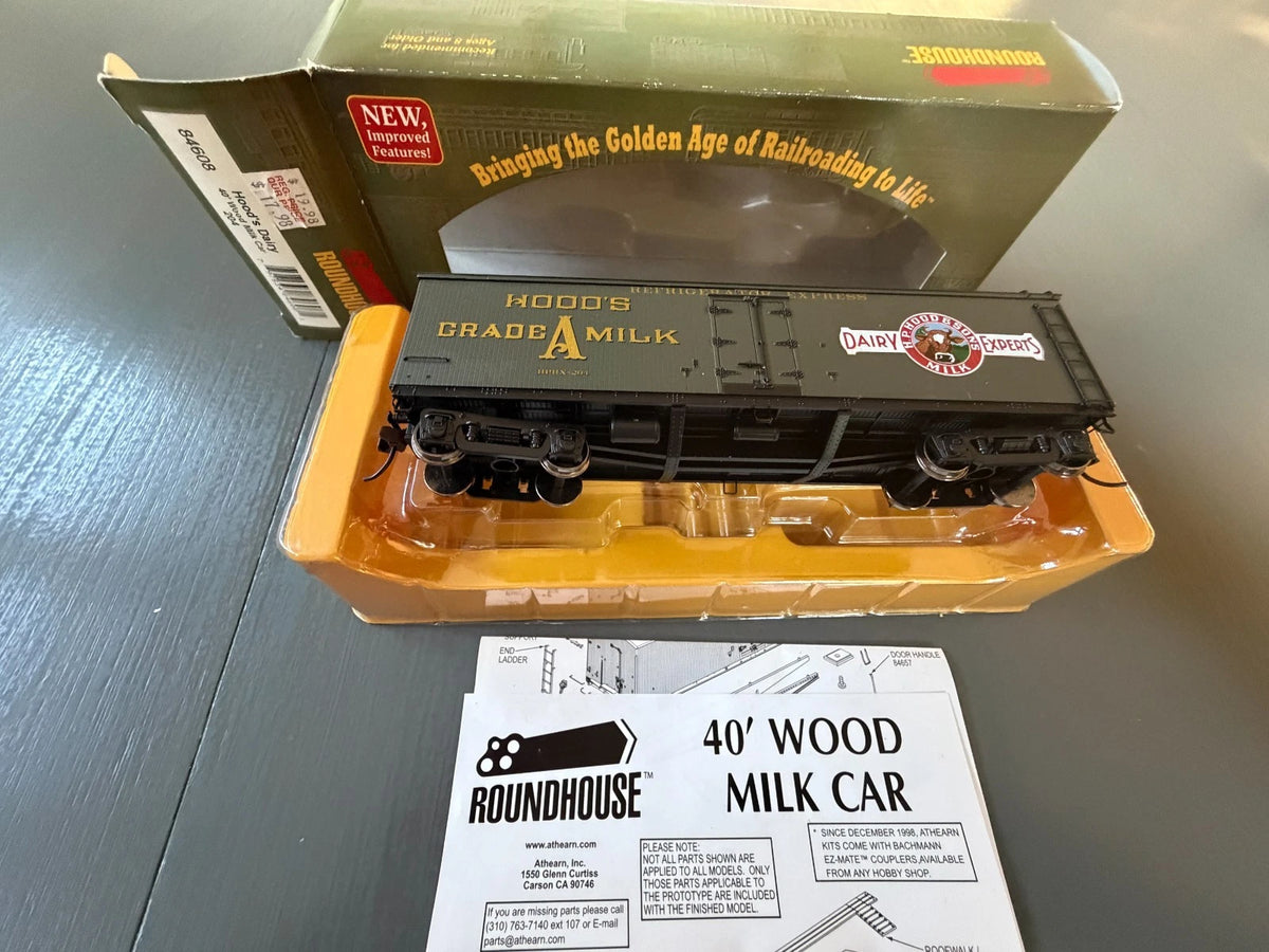 Roundhouse #84608 HO Scale Hood Dairy 40' Wood Milk Car #204 Dairy Experts