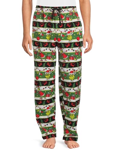Dr. Seuss The Grinch Mens Microfleece Sleep Pant, Green, Small