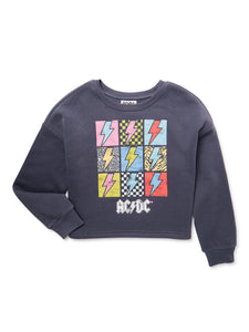 ACDC Graphic Crewneck Sweatshirt with Long Sleeves, Sizes 4/5-14/16 & Plus