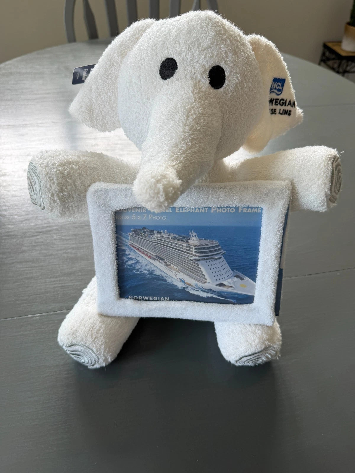 New Royal Caribbean Elephant Towel Animal Plush Photo Frame NWT