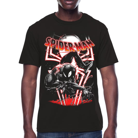 Men's Spider Man Spidey Graphic Crew Neck T-Shirt, Black, 3XL