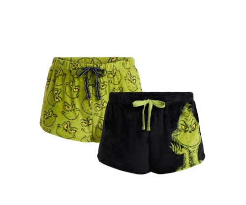 The Grinch Dr. Seuss Women's Plush Sleep Shorts, 2-Pack, Sizes XS-3X