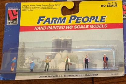Vtg Life-Like HO Scale Figures LOT Townspeople Farm People Barnyard Animals BNIB