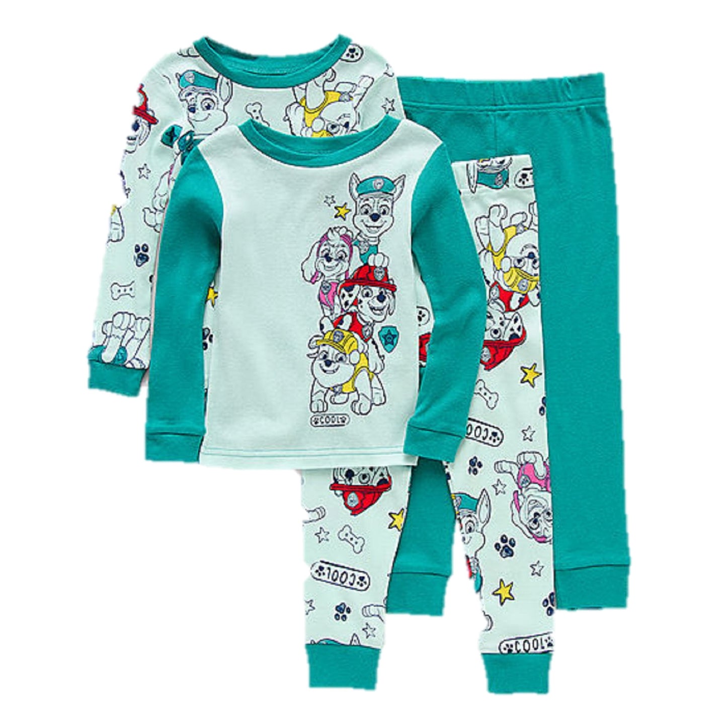 Toddler Paw Patrol "Cool Patrol" Character Pajama Set, 4-Piece, 2T - EUC