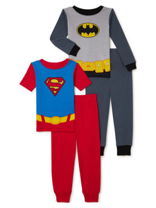 Toddler Character Pajama Set, 4-Piece - Spiderman/Batman, 3t