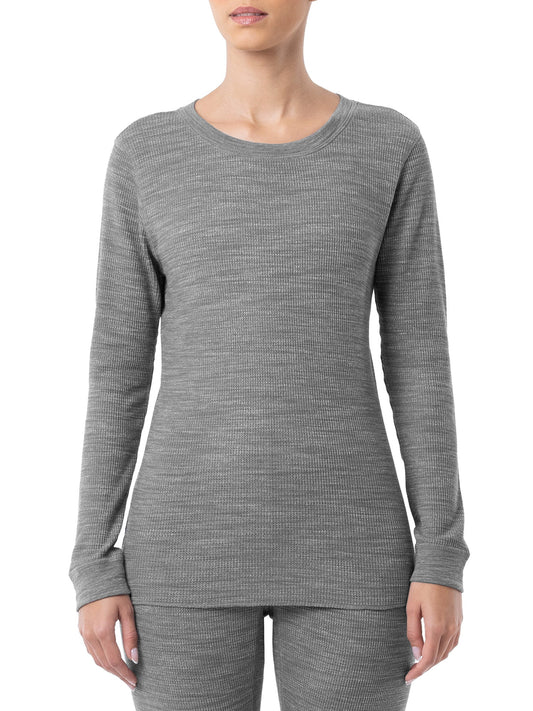 Fruit Of The Loom Women's Eversoft Waffle Thermal Top, Grey, XS
