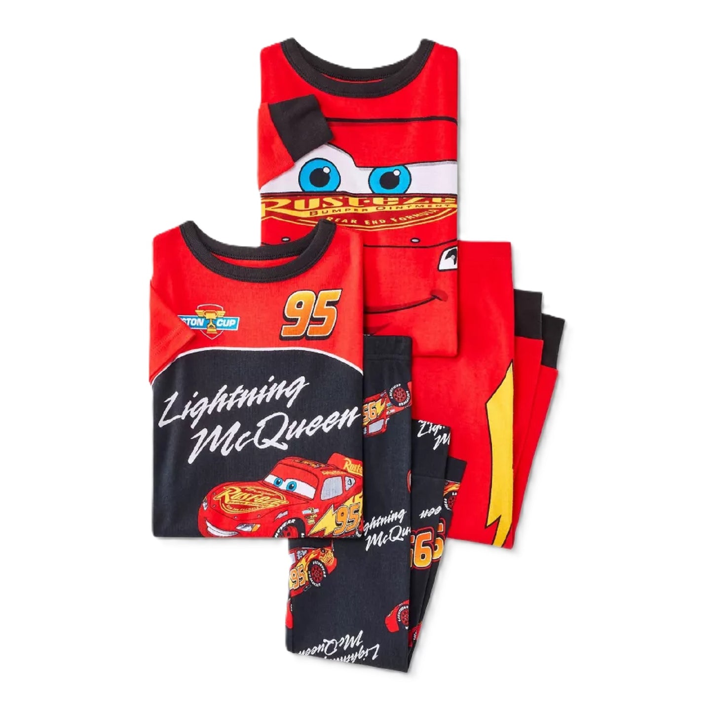 Toddlers Boys' Cars Cotton Snug Fit Pajama Set 4pc - Red/Black, 12M-5T