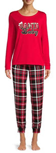 Treasures Womens 2pc Pamama Set - Fair Isle Gnome Santa Baby Lighten UP Naughty Nicely