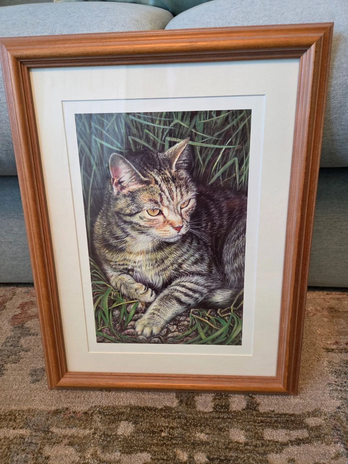 Tabby Cat Framed Picture -Signed Mike Burr - Excellent Condition