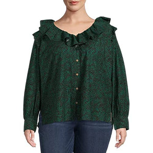 Terra and Sky Women's Plus Size Long Sleeve Ruffle Top New