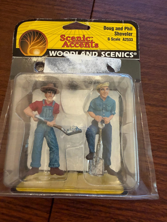Woodland Scenics Scenic Accents G Scale Doug and Phil Shoveler A2533 BNIB