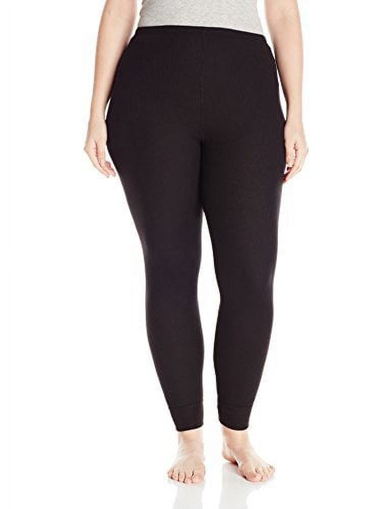 Fruit of the Loom Women's Plus Size Fit for Me Waffle Thermal Bottom, Black Soot, 3X