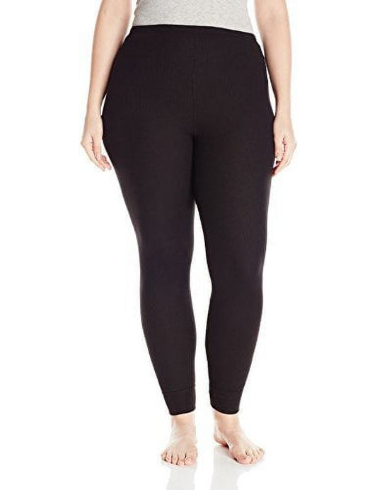 Fruit of the Loom Women's Plus Size Fit for Me Waffle Thermal Bottom, Black Soot, 3X