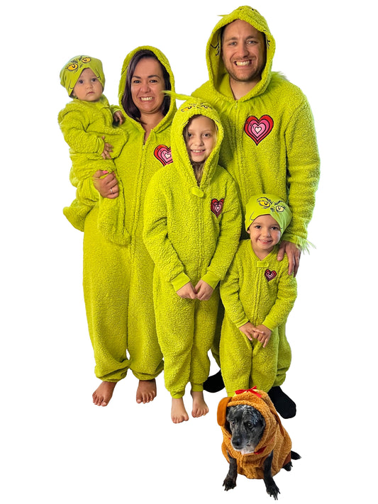 Dr. Seuss Unisex Kids The Grinch Christmas Matching Family Pajamas Union Suit - XS-XL
