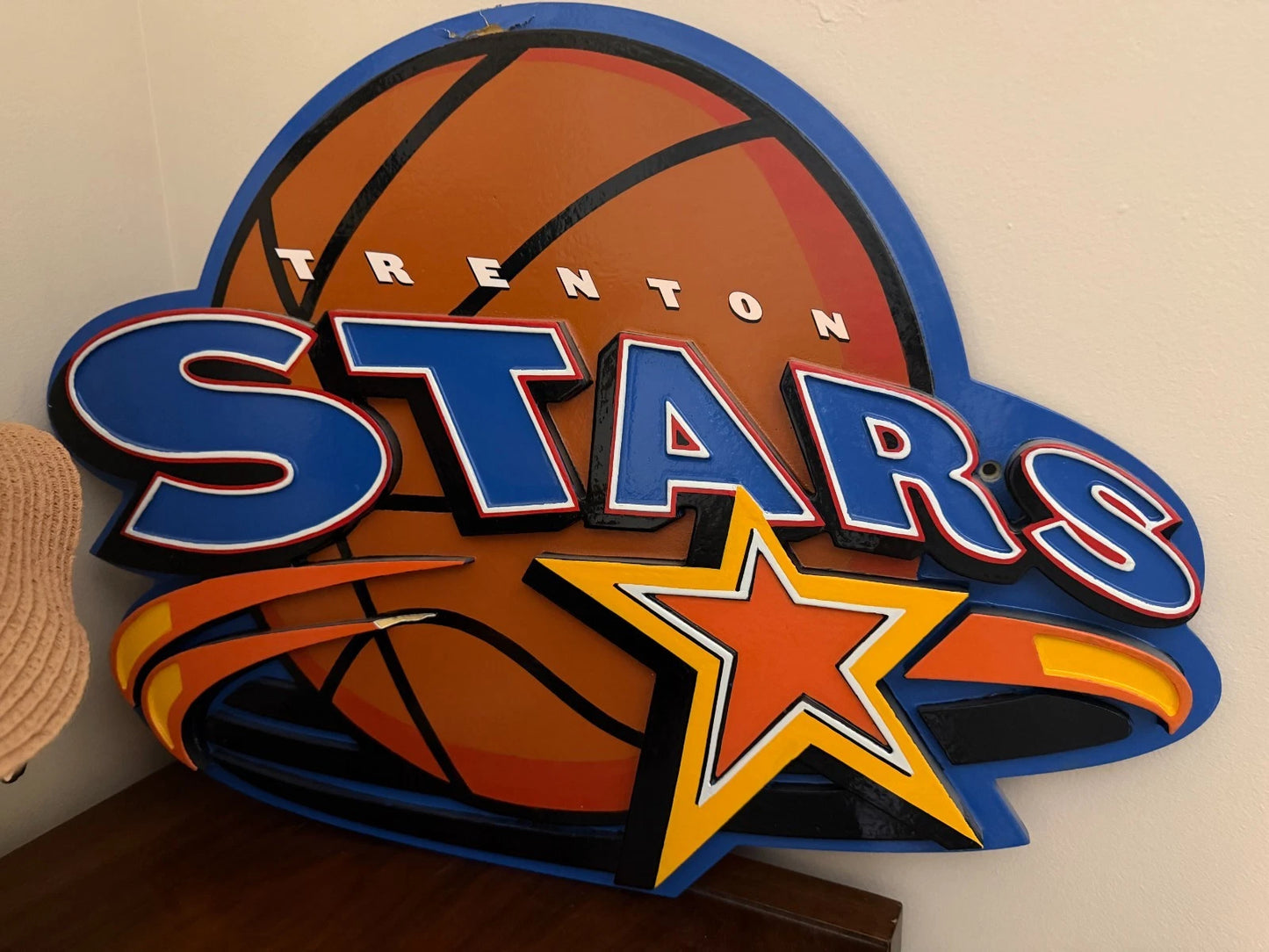 Rare Vintage Trenton Shooting Stars Basketball Arena Logo Sign 1999-2001 NJ IBL