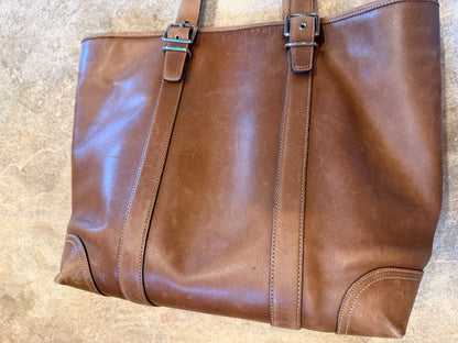 Vintage COACH Hampton Brown Leather Gallery Tote Bag Handbag Carryall USED
