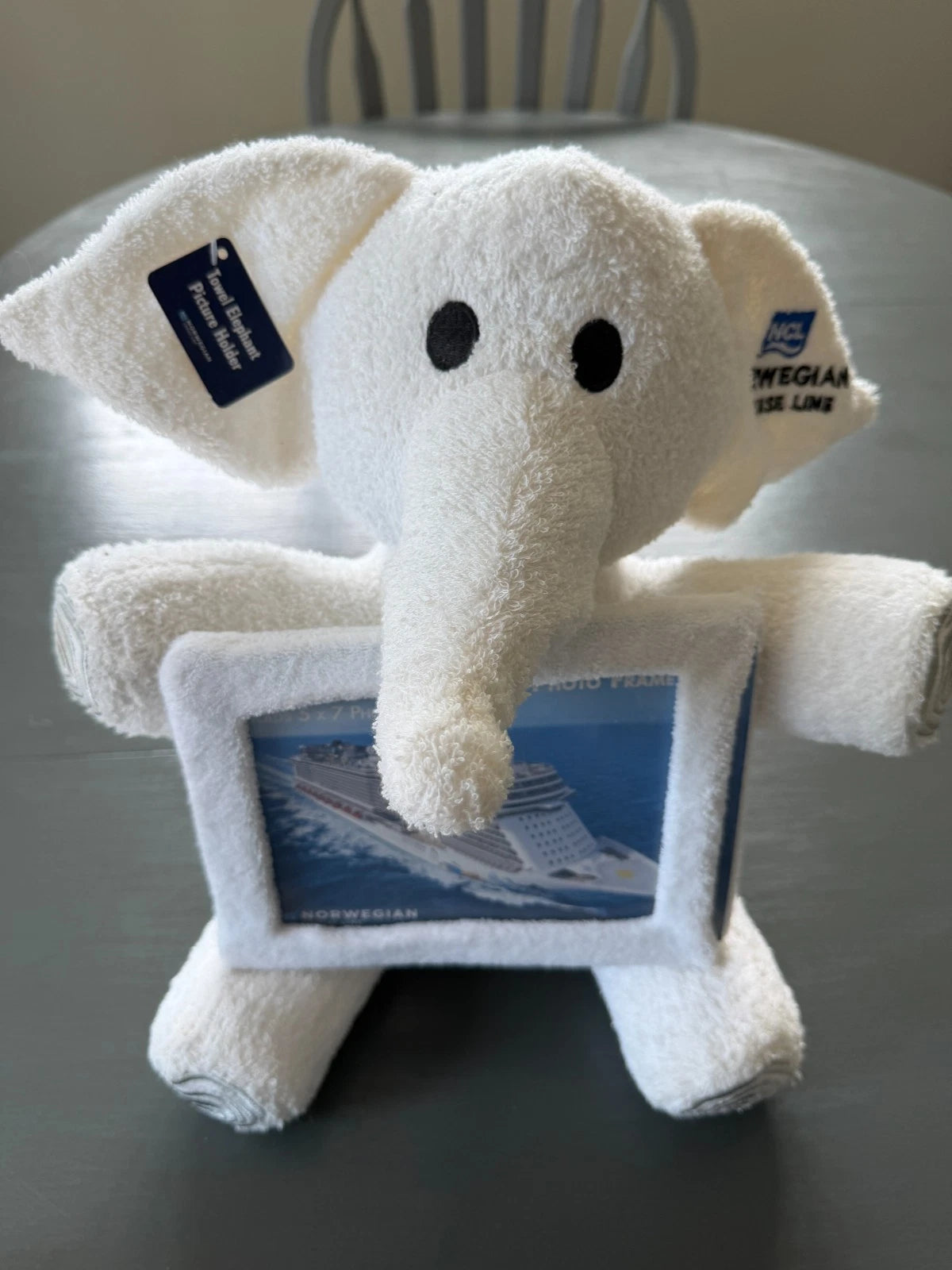 New Royal Caribbean Elephant Towel Animal Plush Photo Frame NWT