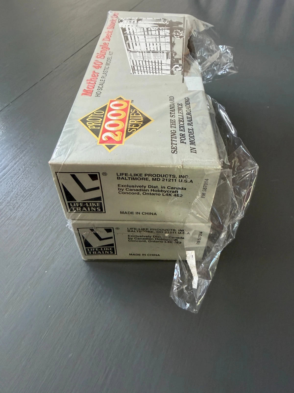 2 Proto 2000 HO Scale Mather 40' Single Deck Stock Car Kits - #1828 & #2023 -NEW