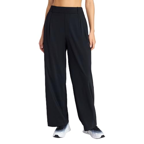 Avia Women's and Women's Plus Pleated Interlock Pants, 29.5" Inseam, Black, 2X